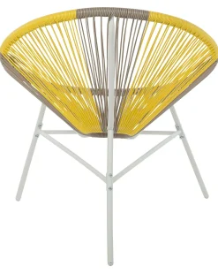 New Beliani Set di 2 sedie da giardino ACAPULCO Rattan sintetico (PE) Tortora Beige Bianco Giallo Multicolore