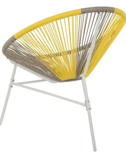 New Beliani Set di 2 sedie da giardino ACAPULCO Rattan sintetico (PE) Tortora Beige Bianco Giallo Multicolore