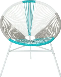 New Beliani Set di 2 sedie da giardino ACAPULCO Rattan sintetico (PE) Bianco Beige Bianco Blu Multicolore