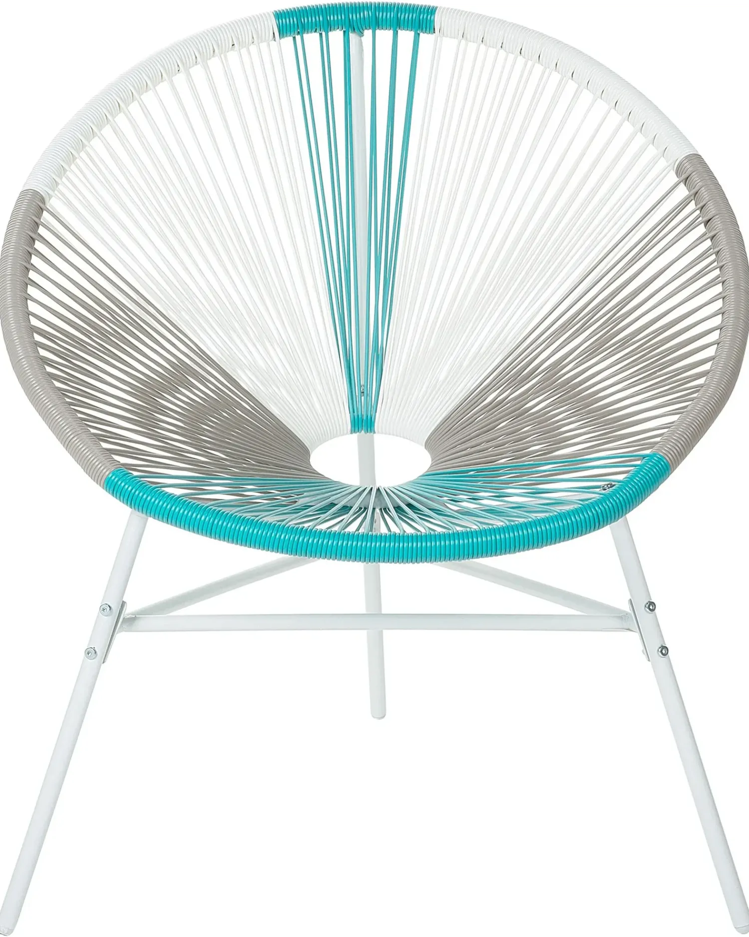 New Beliani Set di 2 sedie da giardino ACAPULCO Rattan sintetico (PE) Bianco Beige Bianco Blu Multicolore