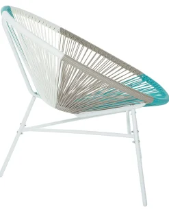 New Beliani Set di 2 sedie da giardino ACAPULCO Rattan sintetico (PE) Bianco Beige Bianco Blu Multicolore