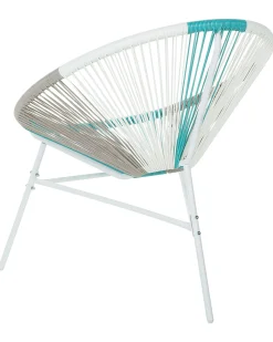 New Beliani Set di 2 sedie da giardino ACAPULCO Rattan sintetico (PE) Bianco Beige Bianco Blu Multicolore