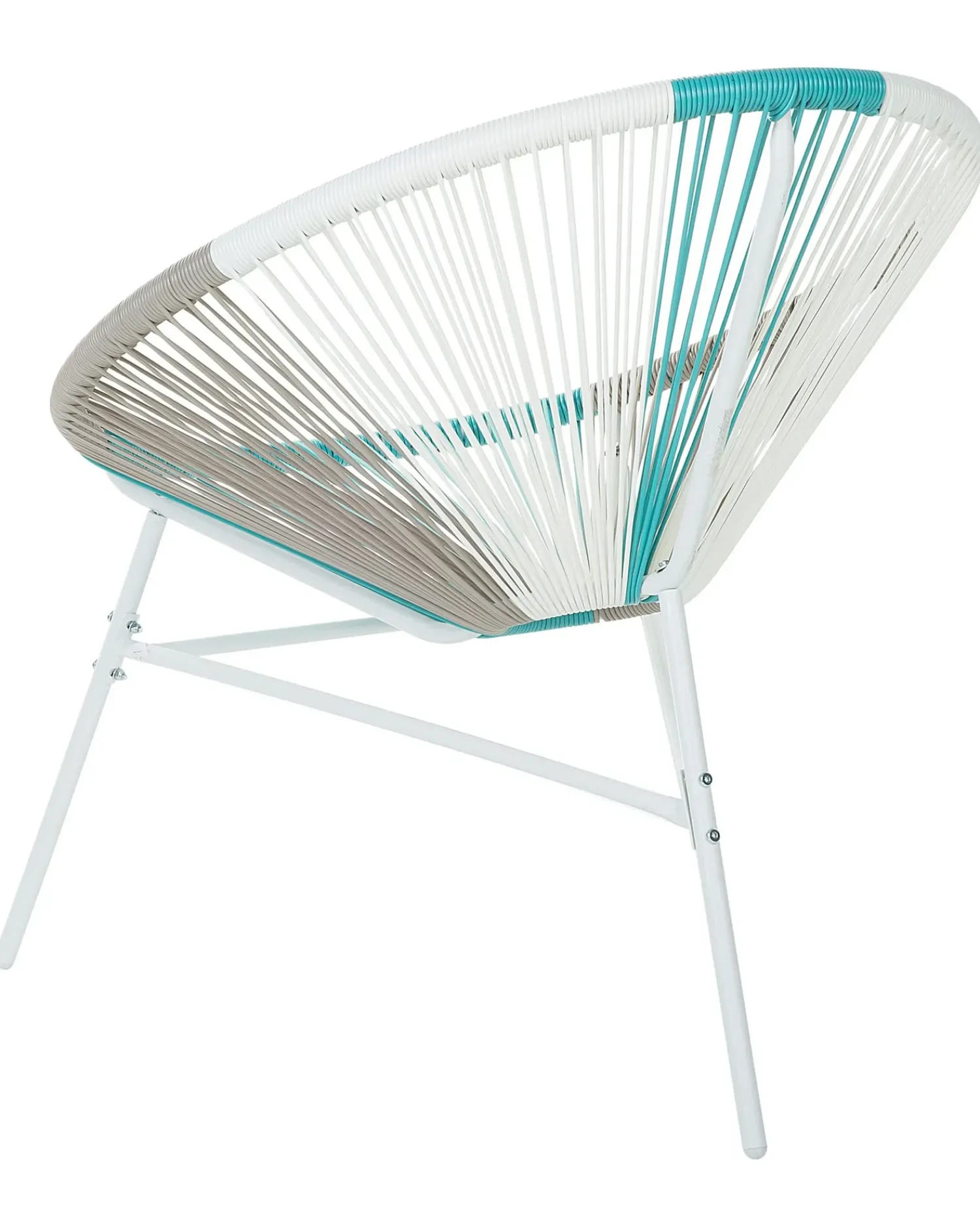 New Beliani Set di 2 sedie da giardino ACAPULCO Rattan sintetico (PE) Bianco Beige Bianco Blu Multicolore