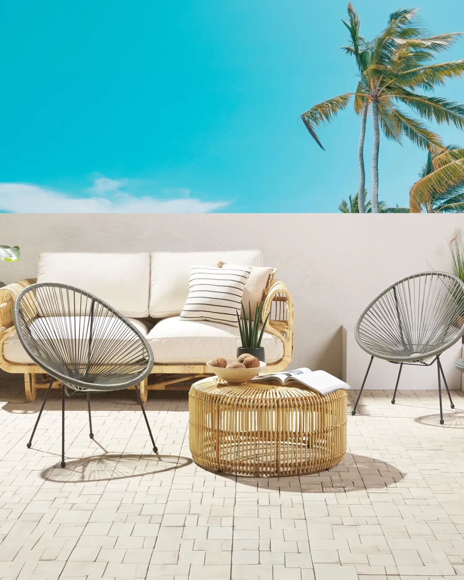 Hot Beliani ACAPULCO II Rattan sintetico (PE) Grigio scuro Grigio Nero