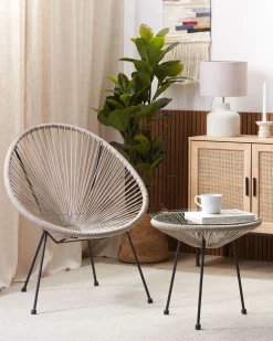 Outlet Beliani ACAPULCO II Rattan sintetico (PE) Grigio chiaro Grigio Nero