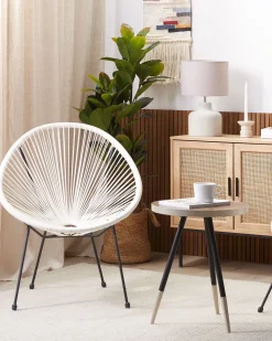 Hot Beliani ACAPULCO II Rattan sintetico (PE) Bianco Bianco Nero