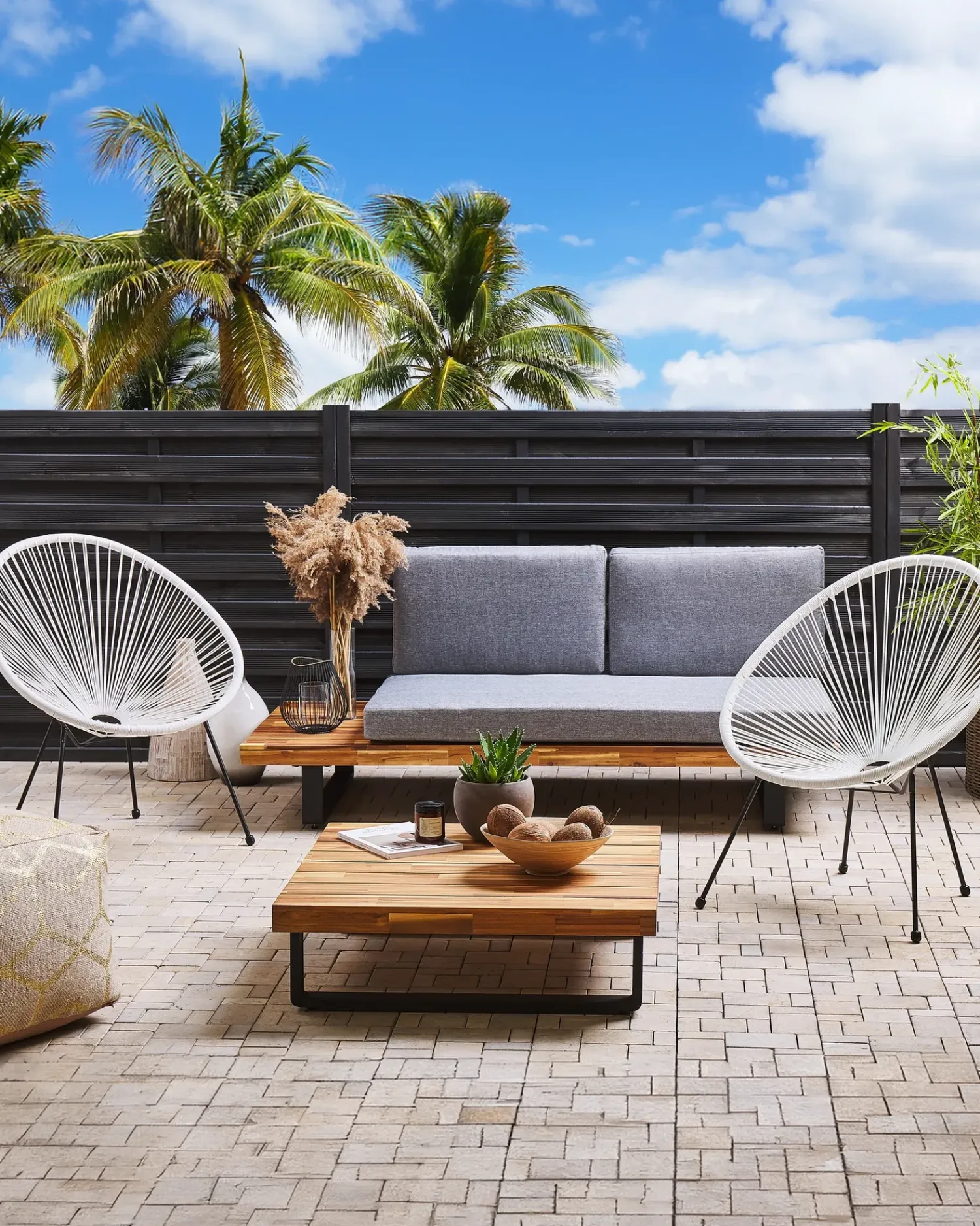 Hot Beliani ACAPULCO II Rattan sintetico (PE) Bianco Bianco Nero