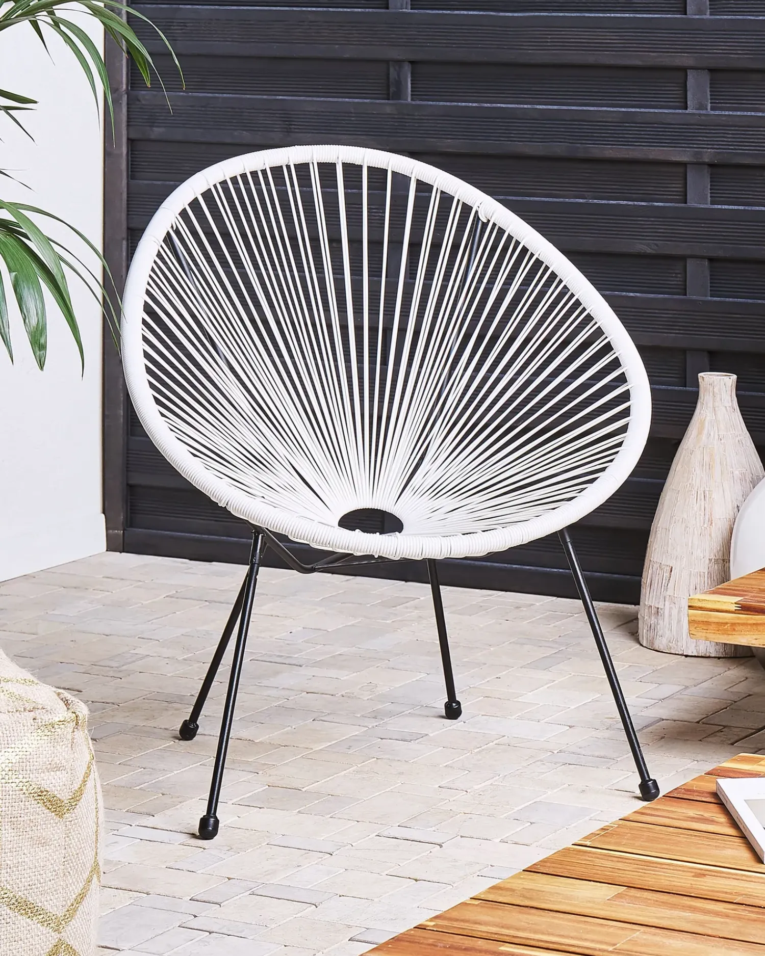 Hot Beliani ACAPULCO II Rattan sintetico (PE) Bianco Bianco Nero