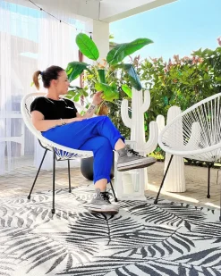 Hot Beliani ACAPULCO II Rattan sintetico (PE) Bianco Bianco Nero