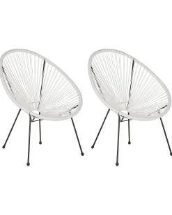 Hot Beliani ACAPULCO II Rattan sintetico (PE) Bianco Bianco Nero