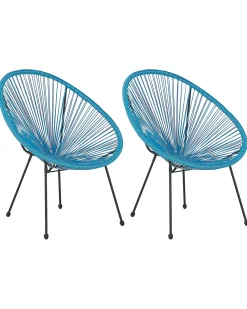 Clearance Beliani ACAPULCO II Rattan sintetico (PE) Blu Blu Nero