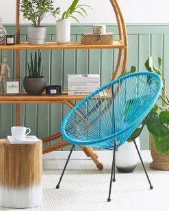 Clearance Beliani ACAPULCO II Rattan sintetico (PE) Blu Blu Nero
