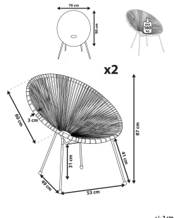New Beliani ACAPULCO II Rattan sintetico (PE) Naturale Marrone Nero