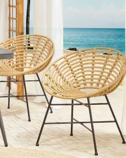 Beliani Set di 2 sedie da giardino ACERRA Rattan sintetico (PE) Marrone chiaro Beige Naturale Nero