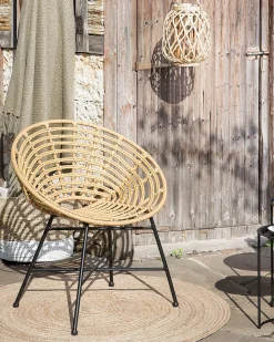 Beliani Set di 2 sedie da giardino ACERRA Rattan sintetico (PE) Marrone chiaro Beige Naturale Nero