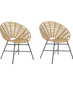 Beliani Set di 2 sedie da giardino ACERRA Rattan sintetico (PE) Marrone chiaro Beige Naturale Nero