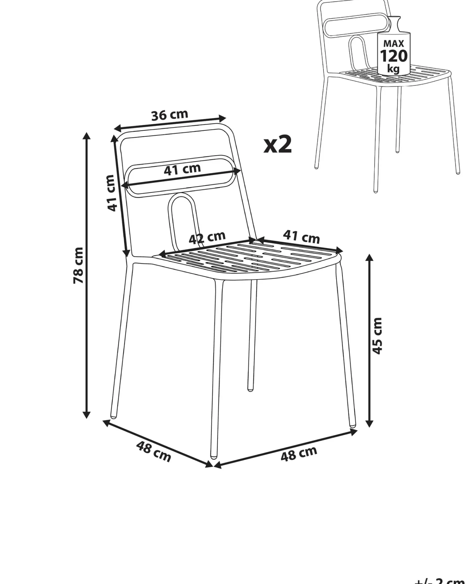 Hot Beliani Set di 2 sedie da giardino AGEROLA Metallo Nero