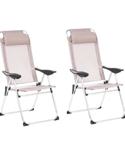 Sale Beliani Set di 2 sedie da giardino ASINE Pieghevole Metallo Beige Beige Nero