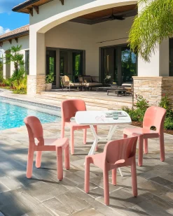 Beliani Set di 4 sedie da giardino BETIM Corallo Rosso