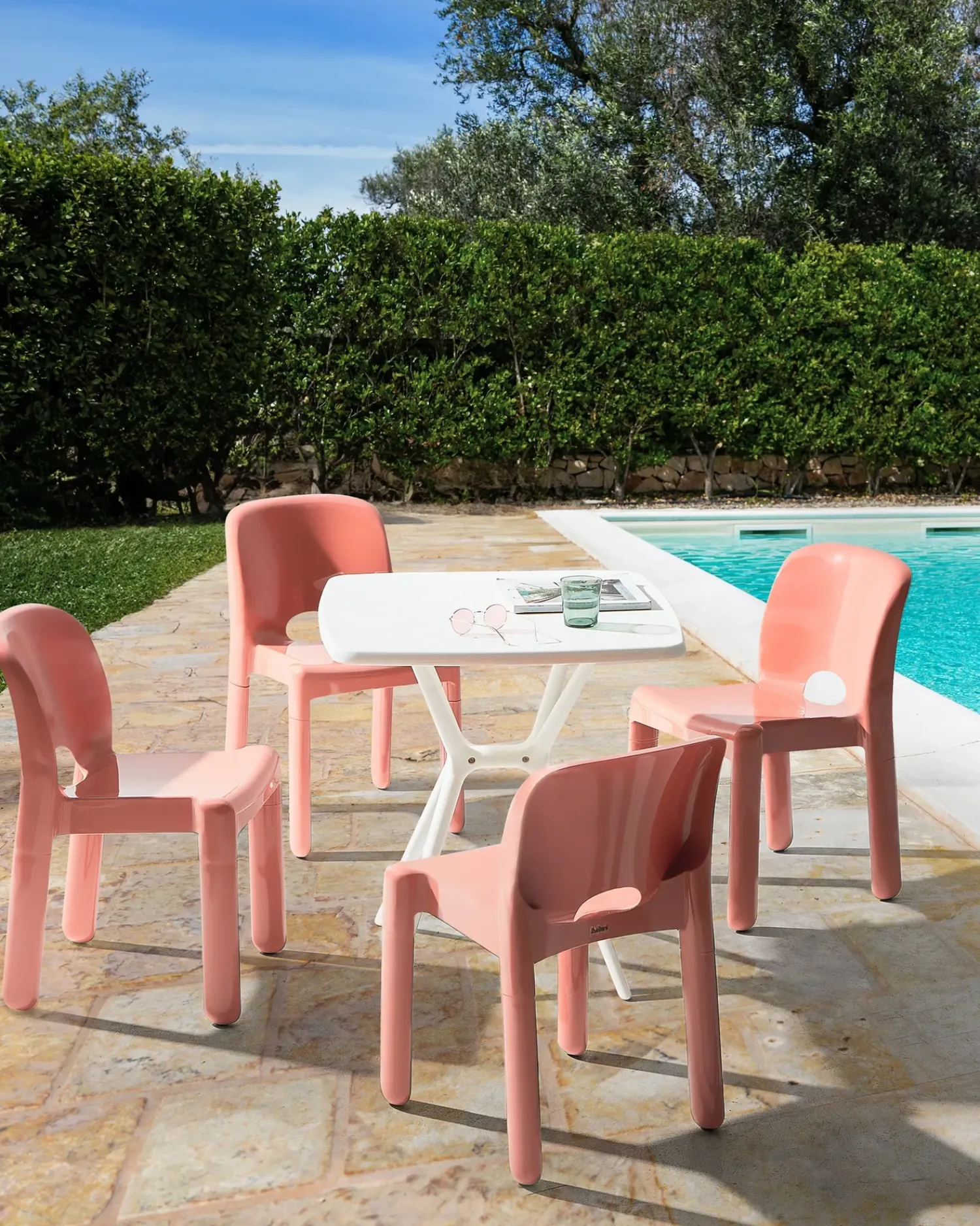 Beliani Set di 4 sedie da giardino BETIM Corallo Rosso