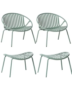 Clearance Beliani Set di 2 sedie da giardino CASPERIA con poggiapiedi Verde