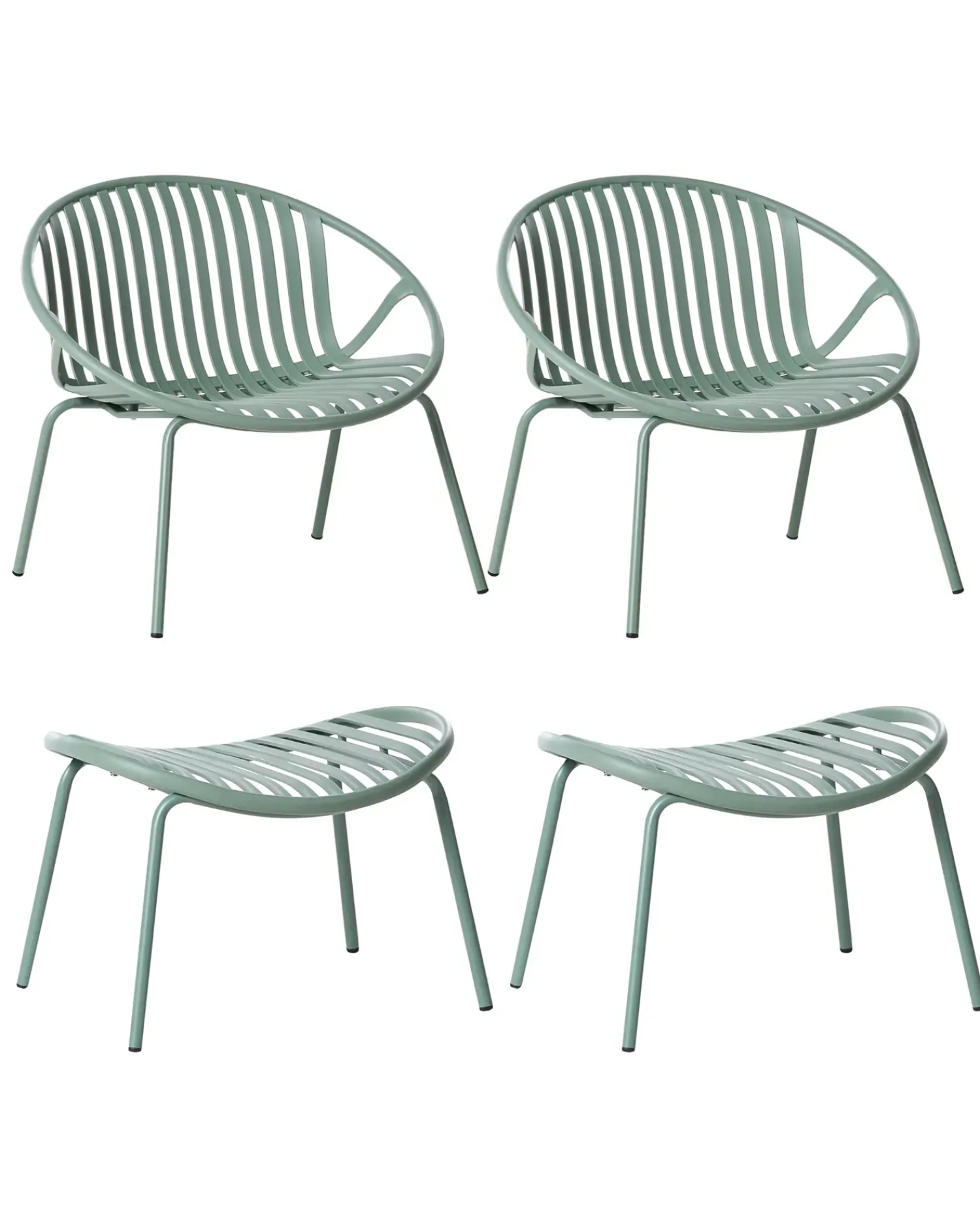 Clearance Beliani Set di 2 sedie da giardino CASPERIA con poggiapiedi Verde