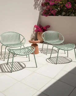 Clearance Beliani Set di 2 sedie da giardino CASPERIA con poggiapiedi Verde