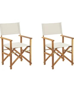 Discount Beliani Set di 2 sedie da giardino CINE Legno d'acacia Bianco sporco Bianco Marrone