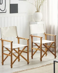 Discount Beliani Set di 2 sedie da giardino CINE Legno d'acacia Bianco sporco Bianco Marrone