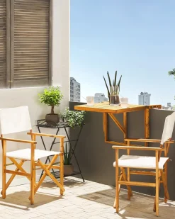 Discount Beliani Set di 2 sedie da giardino CINE Legno d'acacia Bianco sporco Bianco Marrone