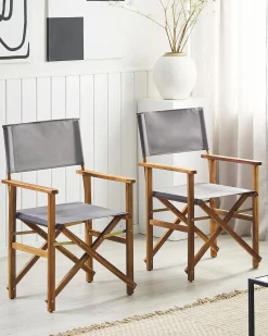 Best Beliani Set di 2 sedie da giardino CINE Legno d'acacia Grigio Marrone Grigio
