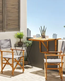 Best Beliani Set di 2 sedie da giardino CINE Legno d'acacia Grigio Marrone Grigio