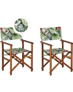 Sale Beliani Set di 2 sedie da giardino CINE Legno d'acacia Verde Bianco Marrone Rosso Verde Multicolore