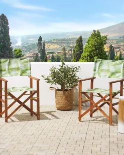 Beliani Set di 2 sedie da giardino CINE Legno d'acacia Verde chiaro Bianco Marrone Verde