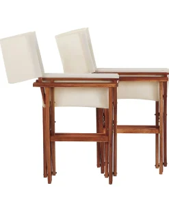 Clearance Beliani Set di 2 sedie da giardino CINE Legno d'acacia Verde scuro Bianco Marrone Verde