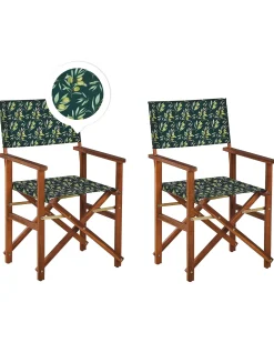 Clearance Beliani Set di 2 sedie da giardino CINE Legno d'acacia Verde scuro Bianco Marrone Verde