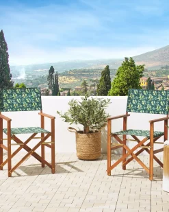 Clearance Beliani Set di 2 sedie da giardino CINE Legno d'acacia Verde scuro Bianco Marrone Verde