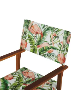Outlet Beliani Set di 2 sedie da giardino CINE Legno d'acacia Marrone scuro Bianco Marrone Rosa Verde