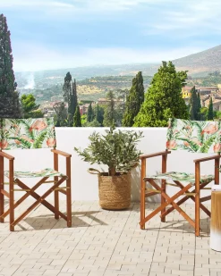 Outlet Beliani Set di 2 sedie da giardino CINE Legno d'acacia Marrone scuro Bianco Marrone Rosa Verde