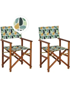 Best Beliani Set di 2 sedie da giardino CINE Legno d'acacia Multicolore Arancione Marrone Verde Multicolore