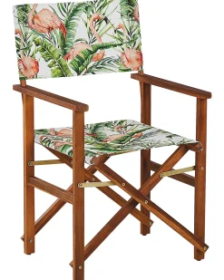 Outlet Beliani Set di 2 sedie da giardino CINE Legno d'acacia Marrone scuro Verde Marrone