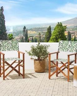 Discount Beliani Set di 2 sedie da giardino CINE Legno d'acacia Marrone scuro Verde Marrone
