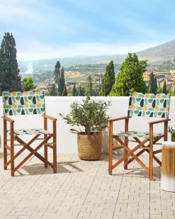 Sale Beliani Set di 2 sedie da giardino CINE Legno d'acacia Multicolore Arancione Verde Verde Multicolore