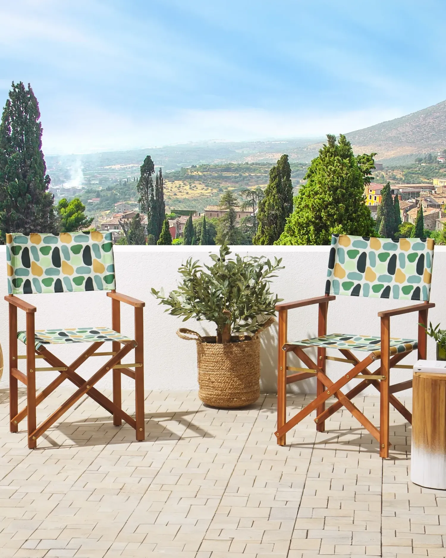 Sale Beliani Set di 2 sedie da giardino CINE Legno d'acacia Multicolore Arancione Verde Verde Multicolore
