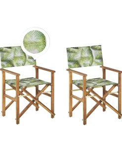 Discount Beliani Set di 2 sedie da giardino CINE Legno d'acacia Verde chiaro Bianco Marrone Verde