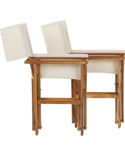 Best Beliani Set di 2 sedie da giardino CINE Legno d'acacia Bianco Bianco Marrone Verde