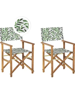 Best Beliani Set di 2 sedie da giardino CINE Legno d'acacia Bianco Bianco Marrone Verde