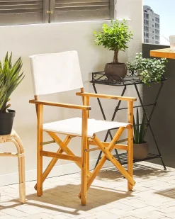 Best Beliani Set di 2 sedie da giardino CINE Legno d'acacia Bianco Bianco Marrone Verde