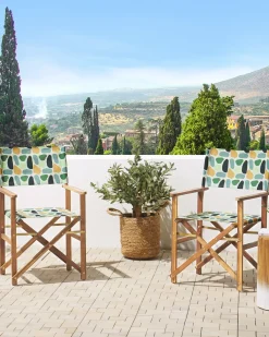 Clearance Beliani Set di 2 sedie da giardino CINE Legno d'acacia Multicolore Arancione Verde Verde Multicolore