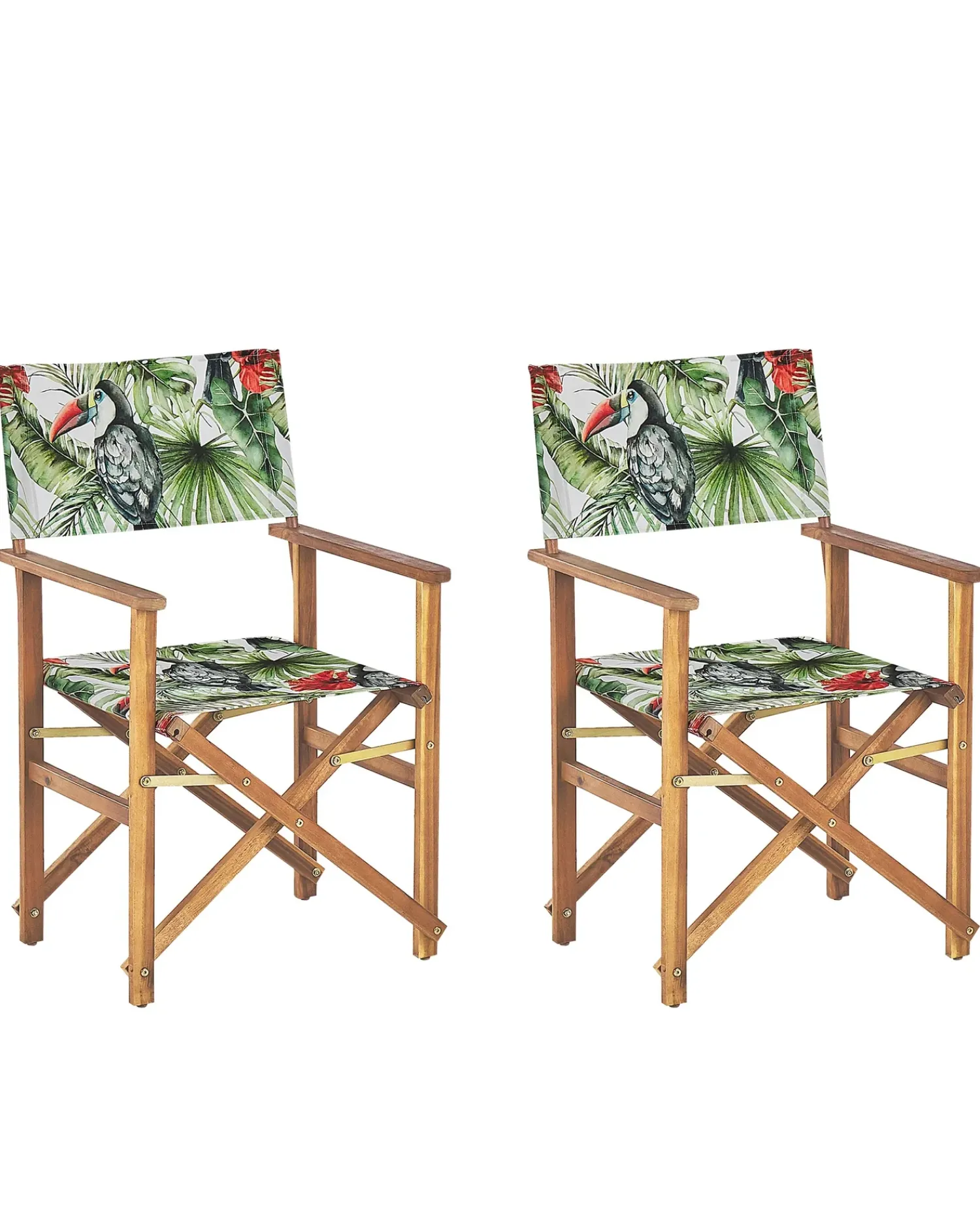 New Beliani Set di 2 sedie da giardino CINE Legno d'acacia Verde Bianco Rosso Verde Verde Multicolore